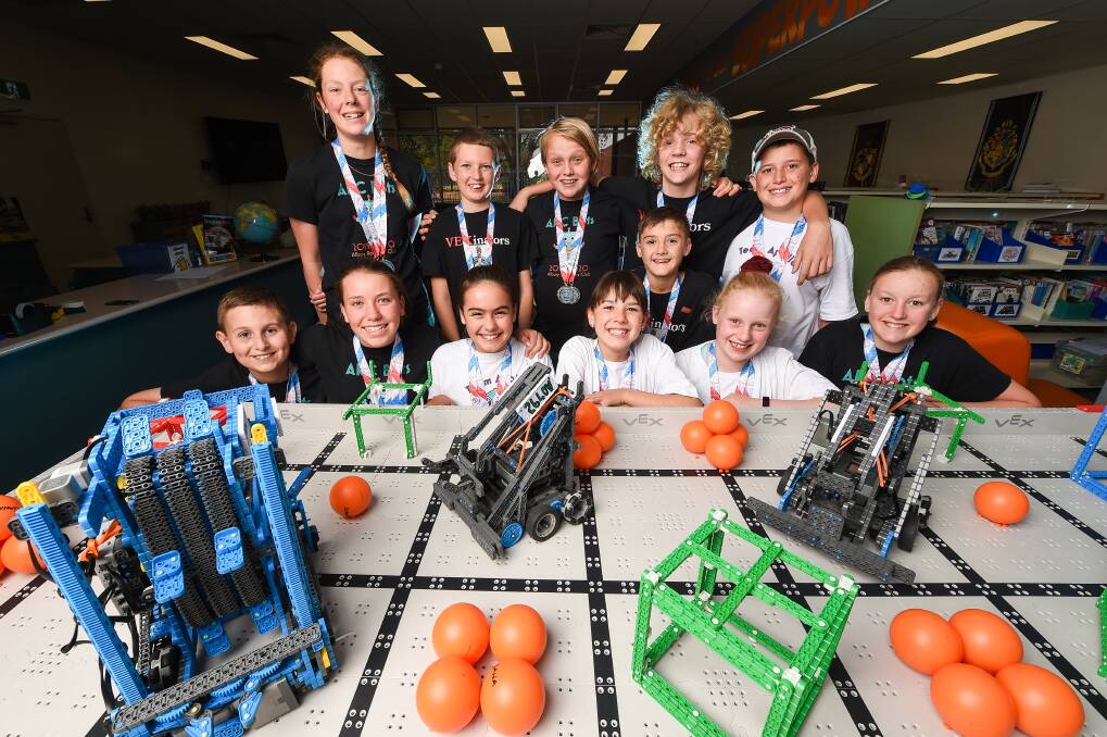 SHARP: These St Anne's students competed in the VEX Robotics Nationals in Adelaide at the weekend. The students made it through regional competitions and were tasked with creating their own bots. Picture: MARK JESSER