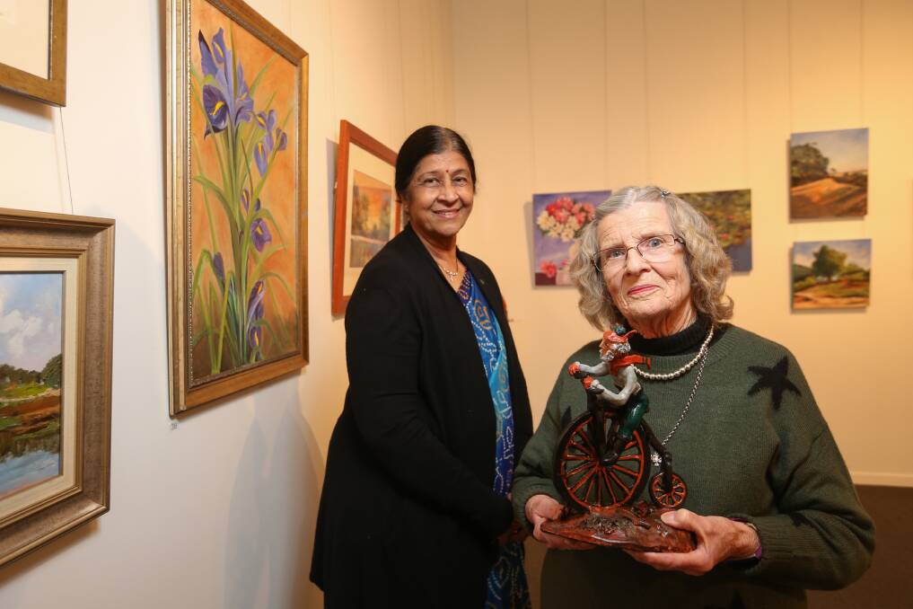 DISTINCT STYLES: Painter Jaya Murthy and clay sculptor Rose Brigden are among four artists whose work is featuring in 'Image and Imagination' at Gigs Art Galley, which opened on Saturday. Picture: JAMES WILTSHIRE