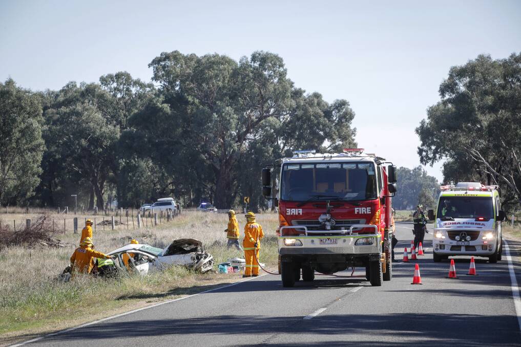 Emergency services responded to a crash on the Beechworth-Wangaratta Road on Tuesday. Picture: JAMES WILTSHIRE