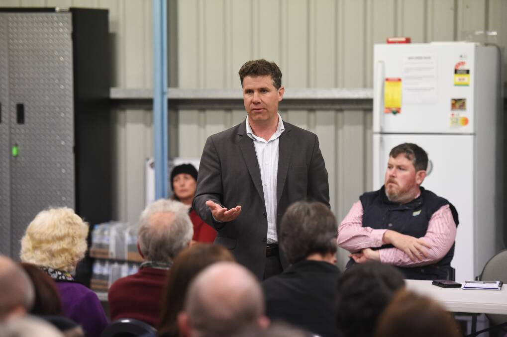 Albury MP Justin Clancy told a meeting on crime in Table Top last week he was pushing for more police numbers as part of a government commitment. Picture: MARK JESSER