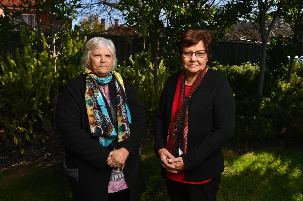 LEADING: Wiradjuri sisters Aunty Muriel Williams and Aunty Edna Stewart have been humbled by the reaction to their involvement in Victoria's Deadly and Proud campaign. They teach language and will take part in NAIDOC Week. Picture: MARK JESSER