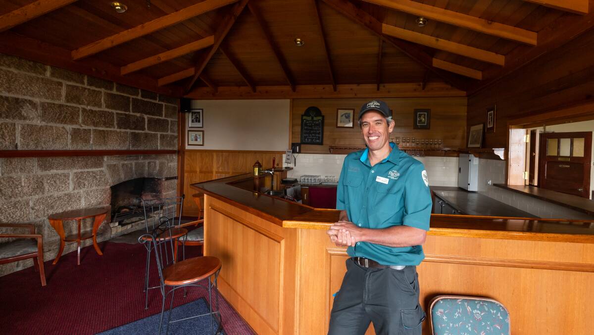 THERE'S INTEREST: Parks Victoria Ovens Area Chief Ranger Juilen Atherstone in the 'buffalo bar' at the chalet which could become a cafe through an EOI process. 