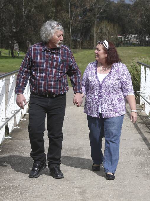 RISING UP: Wayne and Margaret Bashford run the Albury Wodonga Stroke Recovery Club. Margaret joined the group after a stroke in 2001. Picture: ELENOR TEDENBORG