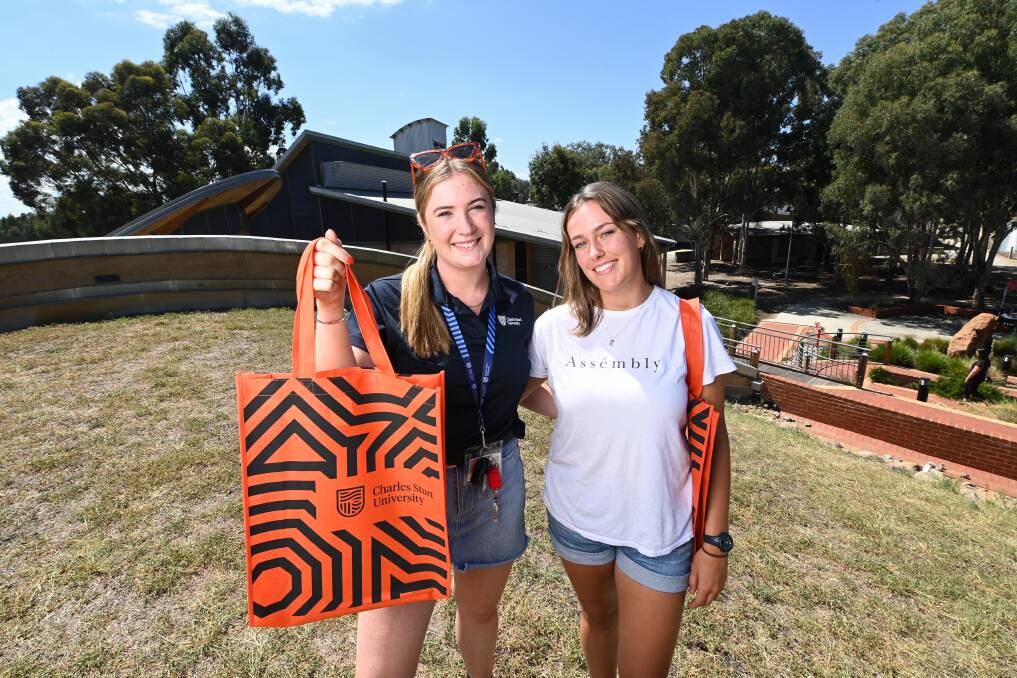 JOURNEY: Third-year Charles Sturt University student Molly Keough is supporting newcomers including Laura Le Busque during orientation week. Picture: MARK JESSER