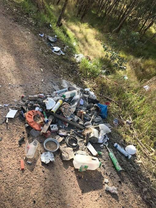 DISCARDED: This illegal dumping near Gerogery Road at Table Top has been reported to Albury Police. Household rubbish including Whipper Snippers was turfed by the roadside and reported at the weekend.