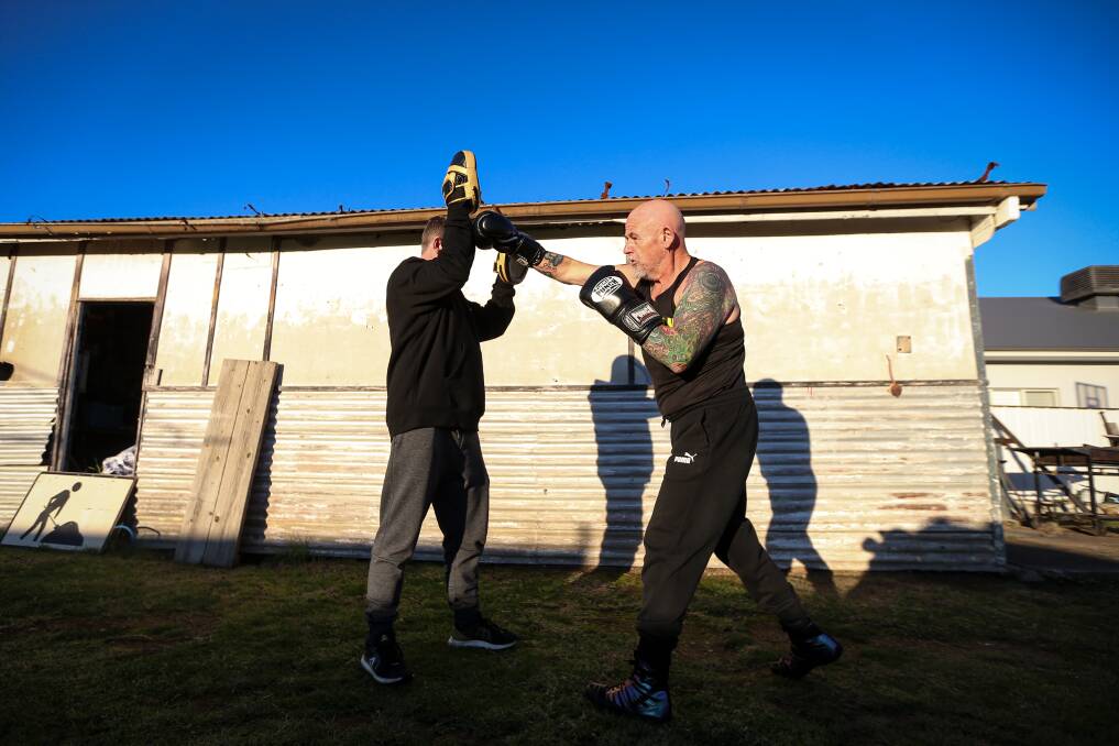 Darcy has been training at Merv's business in Wodonga, Battleground Boxing, a popular spot for mature athletes and women in particular. Picture: JAMES WILTSHIRE