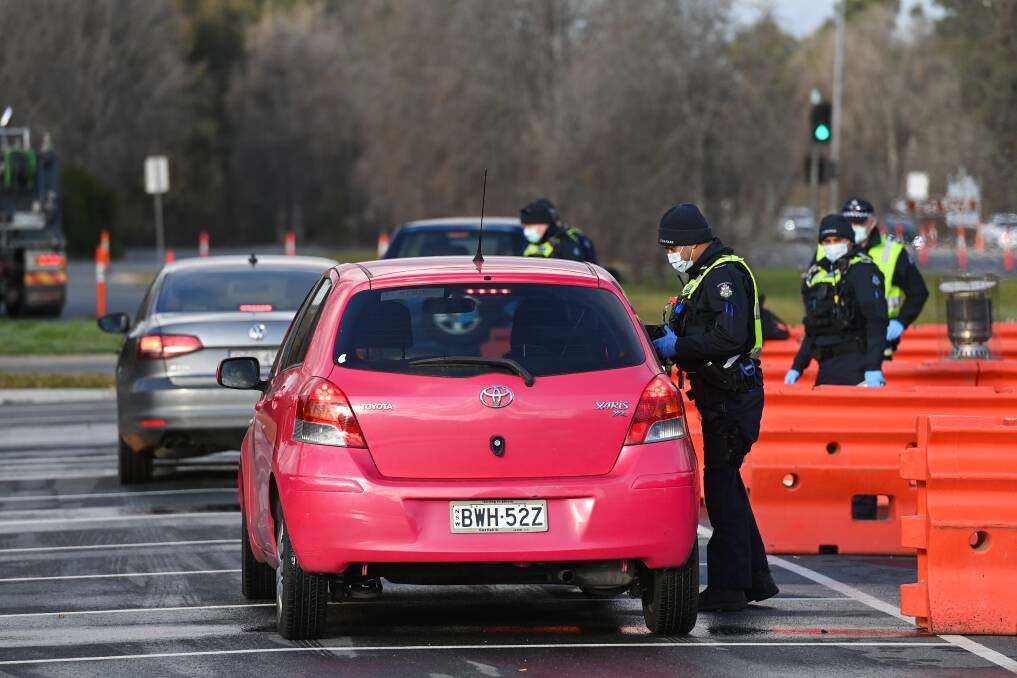 CHECKS: Victoria Police says no checkpoints are fixed for its border controls but it's likely checks will continue on the Lincoln Causeway for some days. Mostly cars with NSW plates are being checked. Picture: MARK JESSER