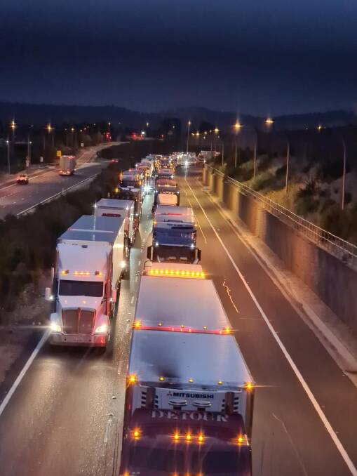 DELAYS: Truck drivers were forced to wait up to six hours in traffic on the Hume Freeway on Monday. 