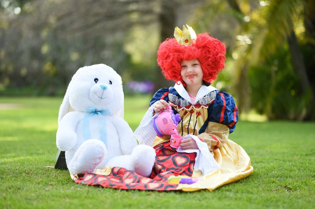 IN CHARACTER: Queen of Hearts Caitlin Knight, 7, is ready for the Mad Hatter Tea Party taking place next Saturday to support Tots2Teens. Picture: MARK JESSER