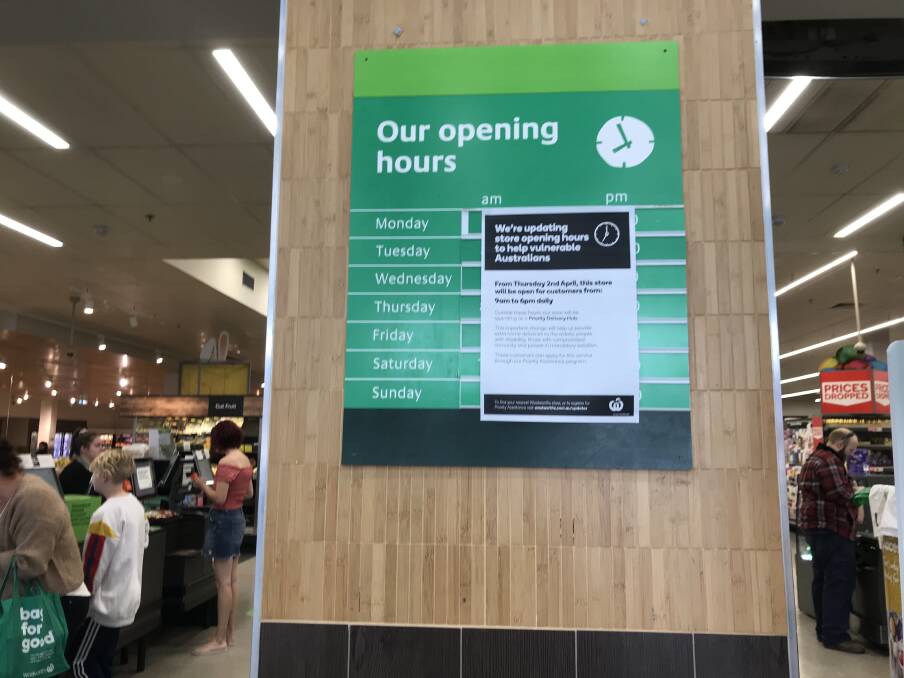 Woolworths Thurgoona will now be open from 9am to 6pm.
