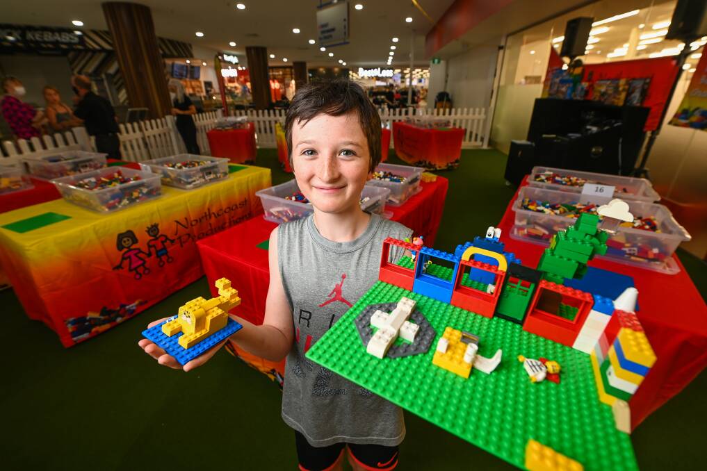 MASTERMIND: Wodonga's Brett Lamb, 9, came second in a Lego-building competition at Wodonga plaza. Picture: MARK JESSER