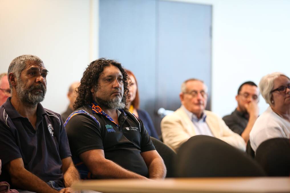 Brendan Kennedy (middle) was among the community members who addressed the Joint Select Committee on Constitutional Recognition Relating to Aboriginal and Torres Strait Islander Peoples. Pictures: JAMES WILTSHIRE
