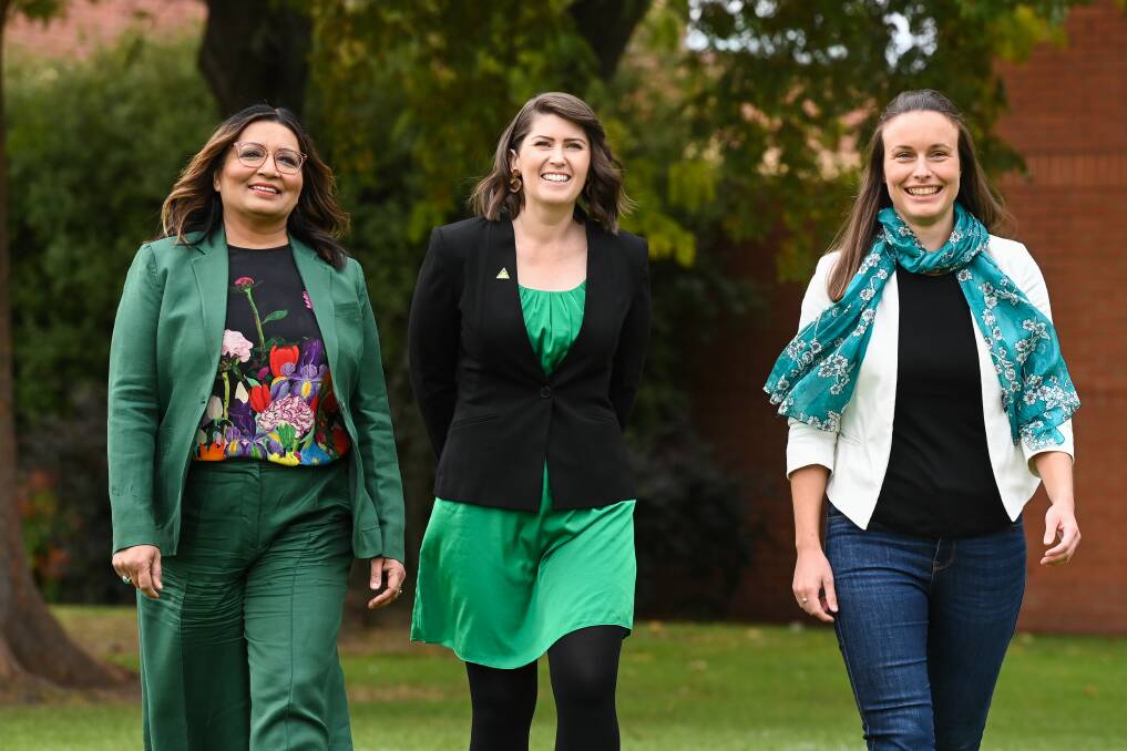 NEW FACE: Greens Senator Mehreen Faruqi was in Albury to launch their campaign for council with Ashley Edwards hoping to replace outgoing Deputy Mayor Amanda Cohn. Picture: MARK JESSER