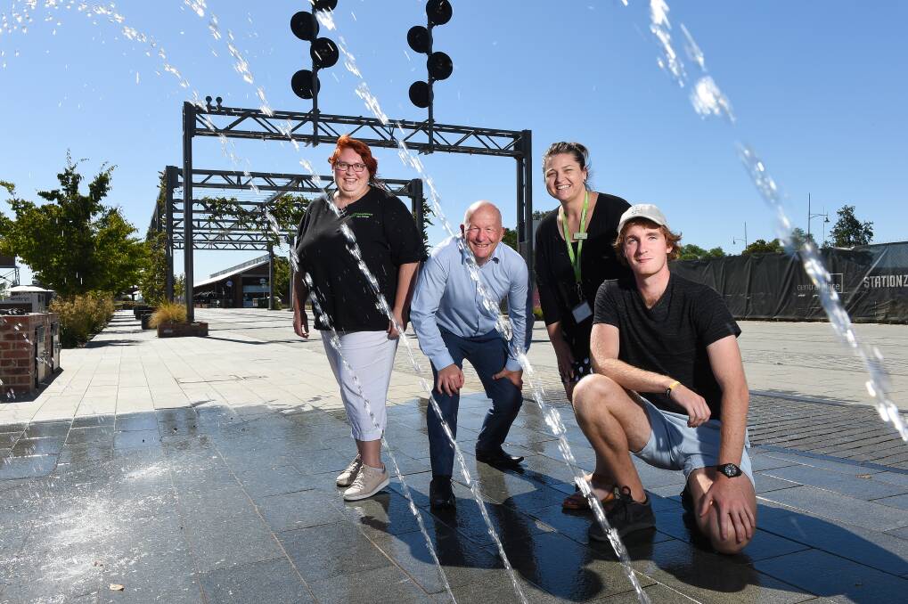 JUMP ON: Karina Kerr, Stephen Mamouney, Bree Cross and Josh Rickard want the Border to get behind the Big Splash, taking place on March 6. Picture: MARK JESSER