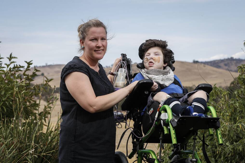 PLANNING: Felicity Wilton, who cares for Bertie, 4, at a farm in Pulletop hopes the NDIS will mean her son can go to school. Picture: JAMES WILTSHIRE
