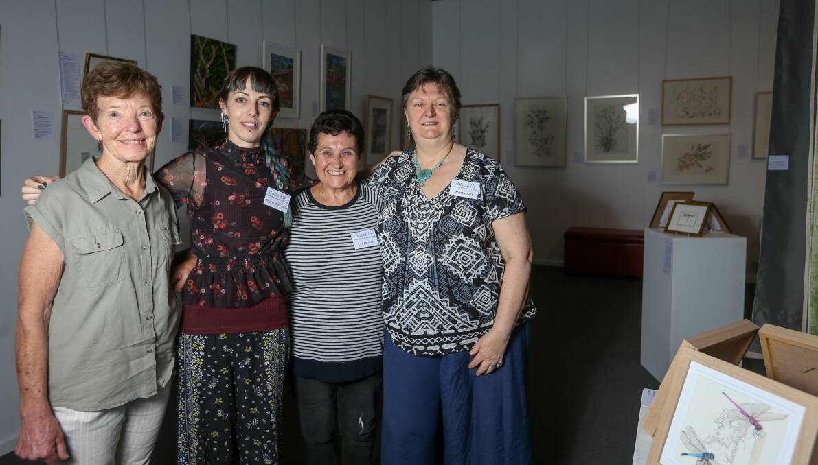 THOUGHTS ON NATURE: Marie van Lint, Tracie MacVean, Cristina Zei, and Marta Lett are four of six artists featuring in the Nature and Us exhibition showing at the GIGS Art Gallery at Gateway Village. Picture: TARA TREWHELLA