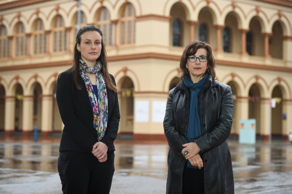 CONCERN: Deputy mayor Amanda Cohn meets with Greens NSW TAFE spokeswoman Dawn Walker about TAFE funding and centre proposals. Picture: MARK JESSER 