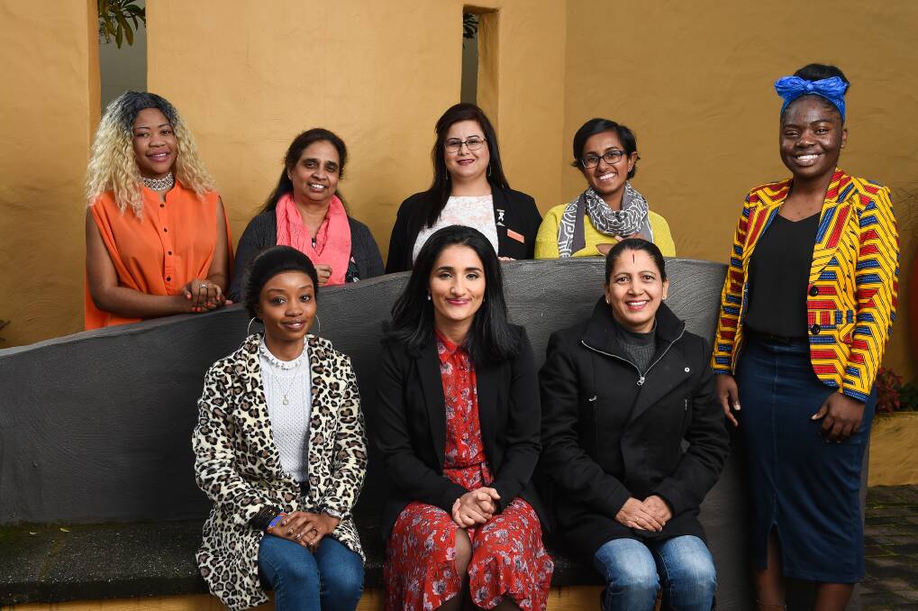 COME TOGETHER: Fadak Alfayadh (middle) was the guest speaker at the Women's Empowerment Forum at Hothouse Theatre. She was joined by Maranatha Bentana and Bhakti Mainali Dhamala and BEHIND: Concilie Bashimbe, Padma Ayyagari, Rupinder Kaur, Nivanka De SilvaPicture: MARK JESSER