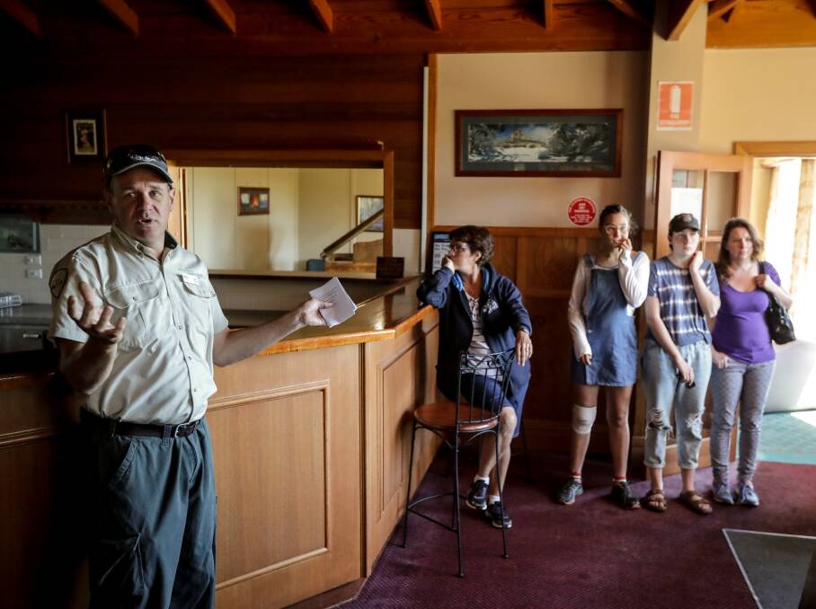 PROPOSALS: The 'Buffalo Bar' area of the Mount Buffalo chalet, toured by the public with Parks Victoria rangers in December, would become a commercial kitchen under a concept assessed by PricewaterhouseCoopers.