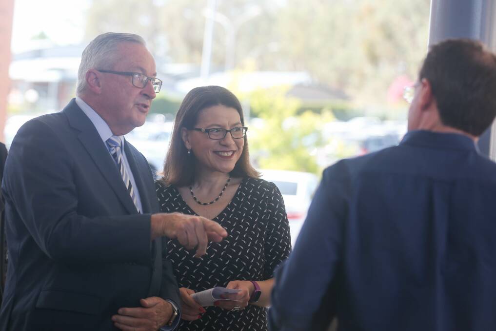 NSW Health Minister Brad Hazzard and Victorian Health Minister Jenny Mikakos visited Albury Hospital on Thursday to announce a timeline for the Albury emergency department redevelopment. Picture: TARA TREWHELLA