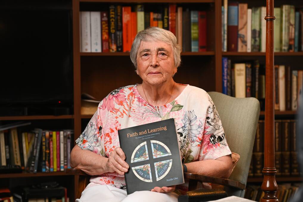 A PASSION: Noelle Oke has spent 10 years working on her book 'Faith and Learning', which chronicles the history of The Scots School Albury from its beginnings in 1866. Mrs Oke's association with the school began with her children in the 1970s. Picture: MARK JESSER