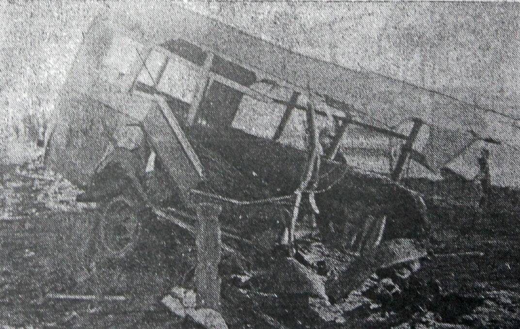 Not much remained of the bus that collided with the engine and tender. It was noted in articles from the time that it was remarkable the 18 gallons of petrol in the bus did not cause it to catch fire.