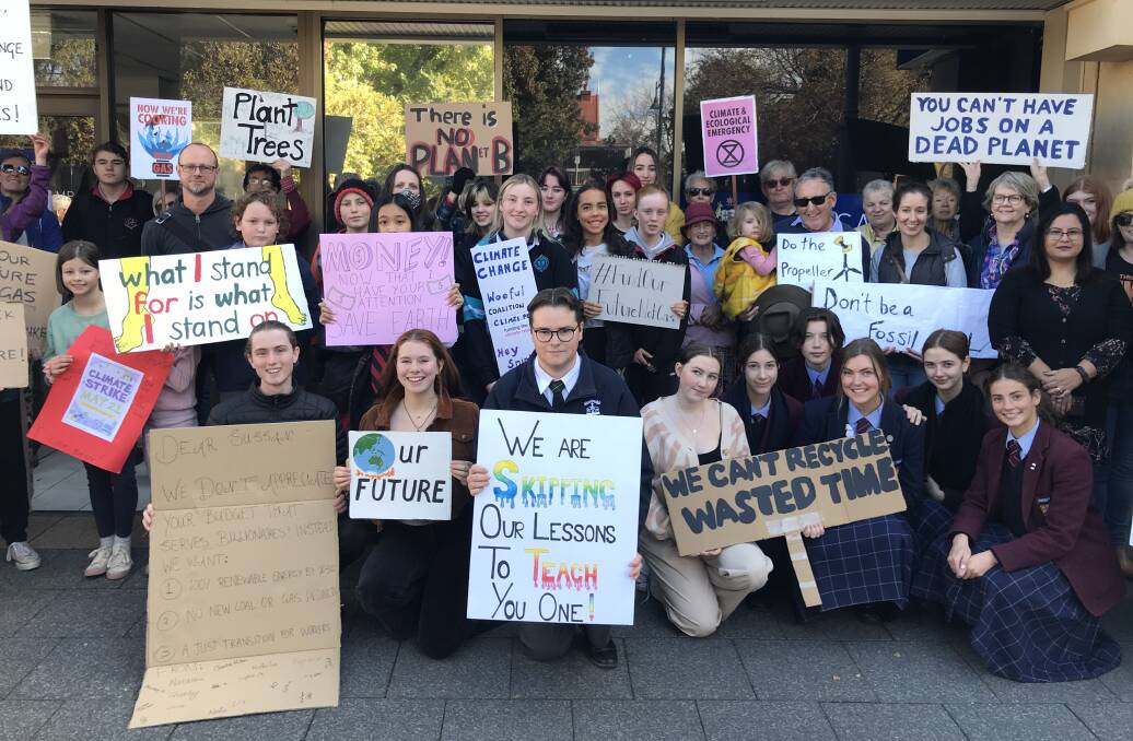 SPEAKING UP: Albury teenagers Kofi Isaacs, 20, Natasha Kronenberg, 17, and Eli Davern, 17, were among those striking for climate as action took place across Australia.