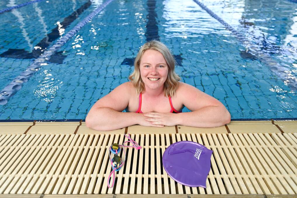 ON MISSION: Teagan Ellis, gets some laps in for her Starlight swim challenge at the Wodonga Sports and Leisure Centre. Picture: MARK JESSER