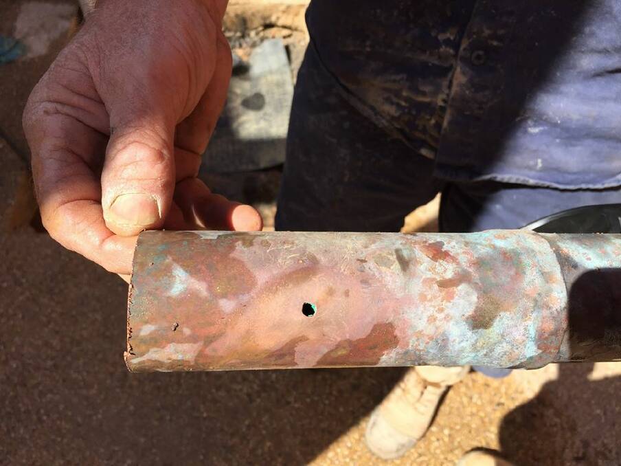 A hole in a piece of pipe from Martin's Lane. Picture: FACEBOOK/INDIGO COUNCIL