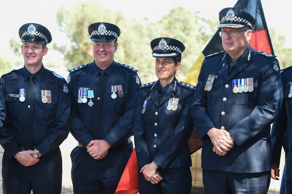 Wangaratta area commander Inspector Kerrie Hicks, pictured at an official VicPol event in February, will address an International Women's Day breakfast.