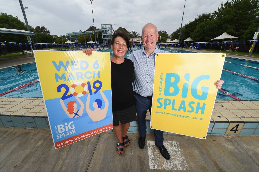 DIVE IN: Annette Baker and Stephen Mamouney have launched the 2019 Big Splash, with team registrations now open. Picture: MARK JESSER
