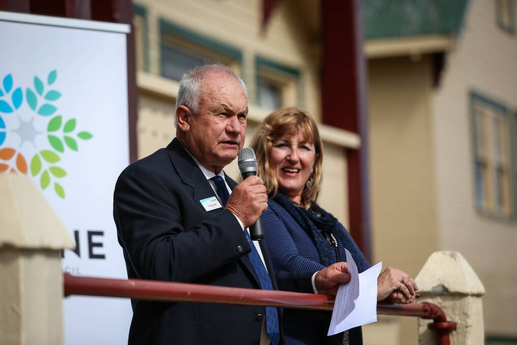 NEXT STEP: Alpine Mayor Ron Janas thanks Victorian Parliamentary Secretary for Tourism Danielle Green for her support. Picture: JAMES WILTSHIRE