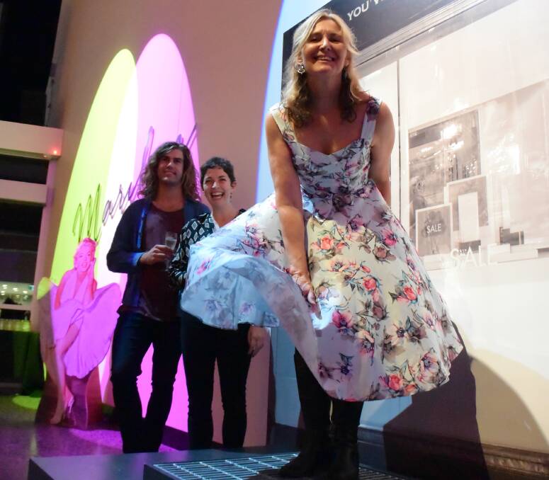 IN THE SPIRIT: Marilyn students John Miller and Gabriella Raetz and La Trobe University humanities and social sciences senior lecturer Sue Gillett explore the exhibition as part of study. Picture: ELLEN EBSARY