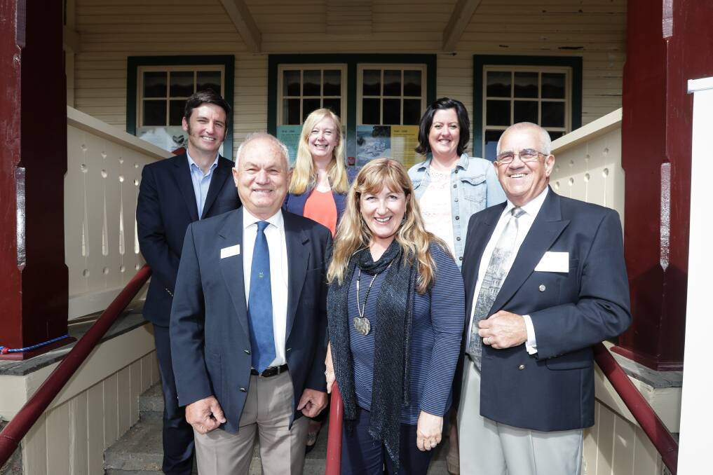 Ron Janas, Danielle Green, Mount Buffalo Destination Advisory Group member David Jacobson, and (back) Alpine chief executive Charlie Bird, and MBDAG members Amber Gardner and Janelle Boynton