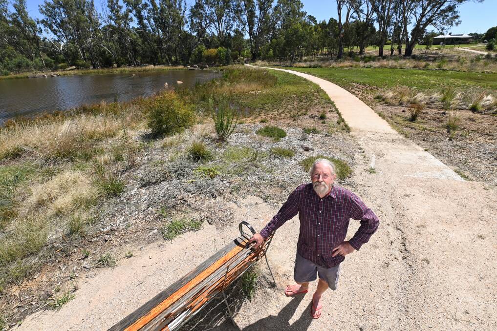AREA TO CONSIDER: Lake King and the surrounding reserve has been among areas of focus for residents like Dave Edwards coming to terms with the extent of flooding in Rutherglen. Picture: MARK JESSER