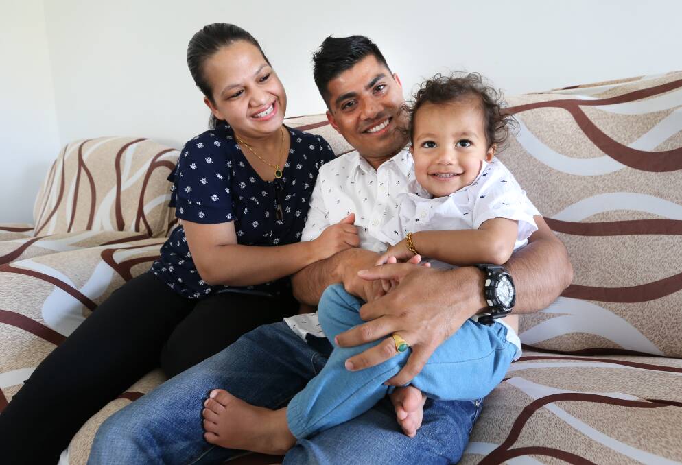 FAMILY: Anu Paudel, her husband Tulshi Guragai, and their son Liam Guragai, 2, live in Wodonga and celebrate both their cultures at home. Picture: KYLIE ESLER