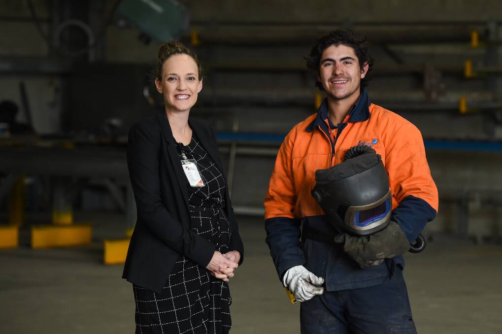 ON TRACK: ATEL mentor Jayne Haddrick worked with Couper Smith, 18, to secure an apprenticeship in boiler-making. More than 100 people were employed with the help of ATEL in 2018-2019. Pictures: MARK JESSER