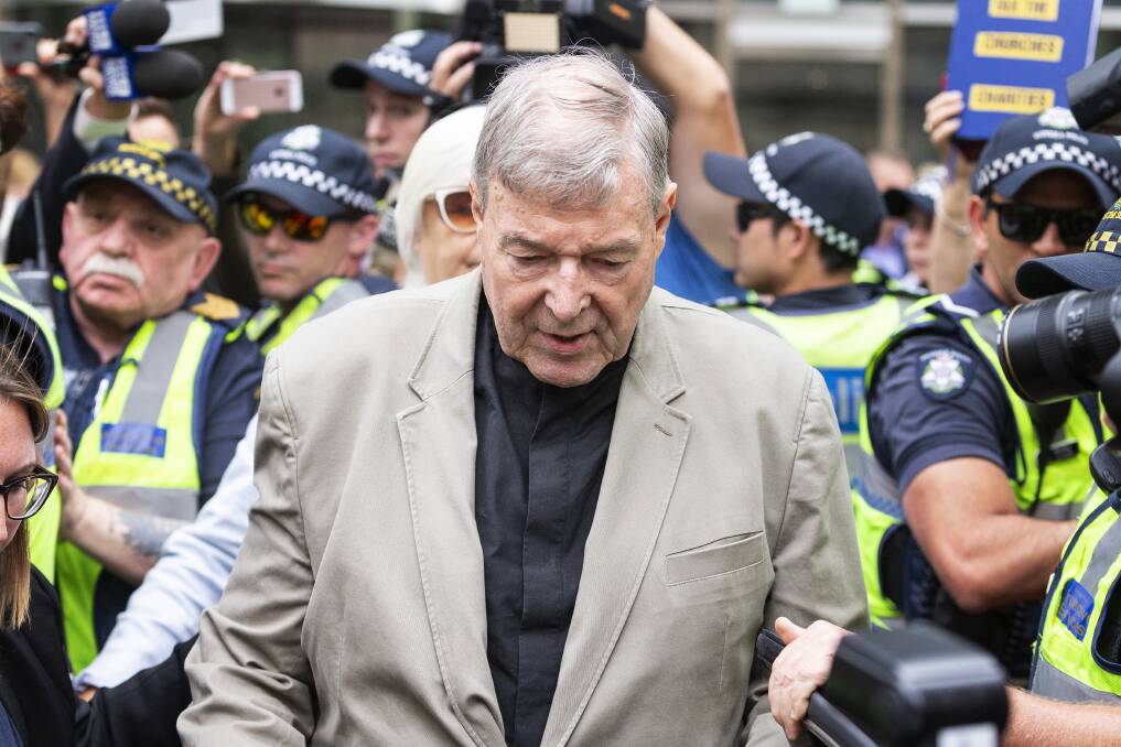 George Pell outside court on Tuesday. Picture: Daniel Pockett