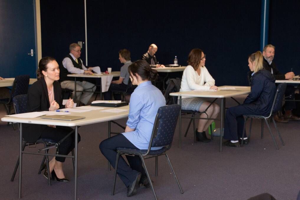 TALKING IT UP: Catholic College Wodonga students took part in mock job interviews last week to get ready for the world of work.