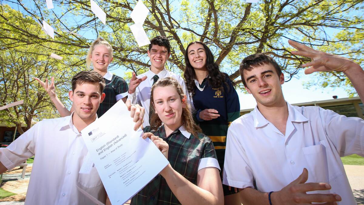 FLYING START: Students at Xavier High were happy to have their first exam in the books on Monday afternoon. Picture: JAMES WILTSHIRE