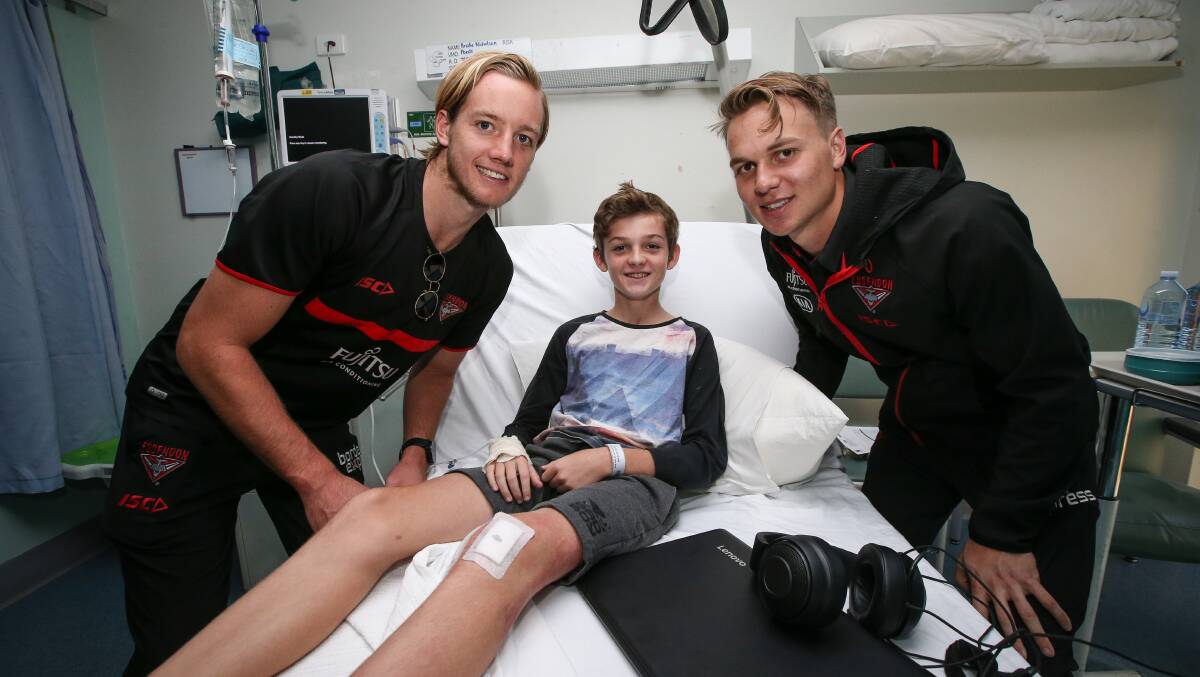 Darcy Parish and Dylan Clarke with Brodie Nicholson (11) from Albury. Picture: JAMES WILTSHIRE