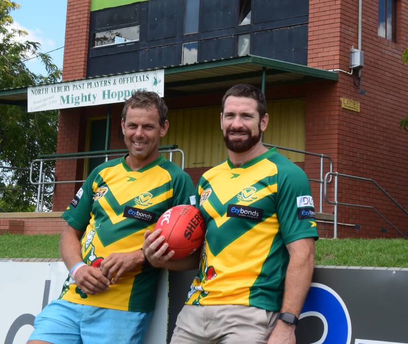 CRACK TEAM: North Albury's Craig Mannagh and Jason Akermanis will host a four-day junior clinic later this month. Picture: CHRIS YOUNG