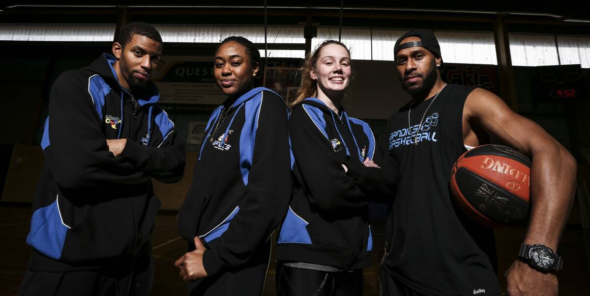GAME FACES: JT Terrell, Adijat Adams, Mel Kirby and Deba George are ready for a massive challenge when they face Ballarat on Friday night. Picture: JAMES WILTSHIRE