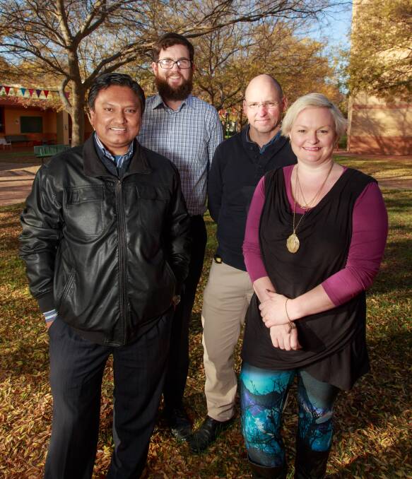 NEW CHALLENGE: La Trobe business faculty Dr Tarek Rana, Shaun McFarlane, Dr Tim Clune and Louise Corkett will teach the new degree from 2018. Picture: SIMON BAYLISS