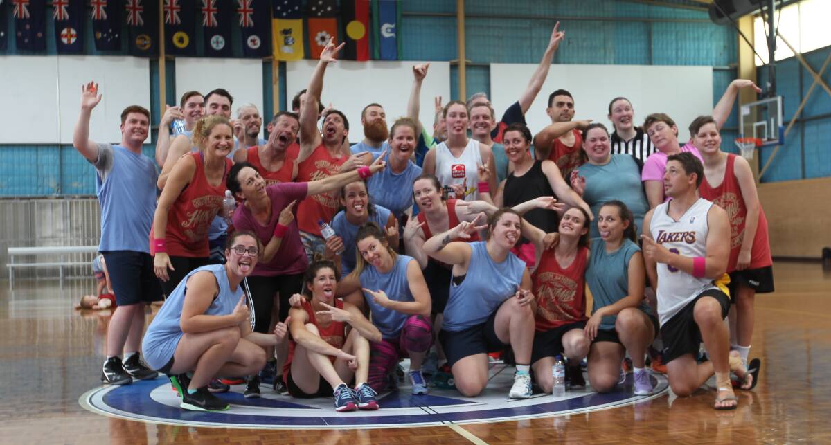 UNITED: Deaf and hearing athletes (and one reporter) took to the court at the Lauren Jackson Sports Centre for the Silent Basketball Challenge on Tuesday. Picture: ALISON PLASTO