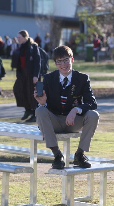 NO PHONE ZONE: Trinity Anglican College school captain Rohan Smith says the NSW government's review into smartphones is probably a good idea. Picture: CHRIS YOUNG