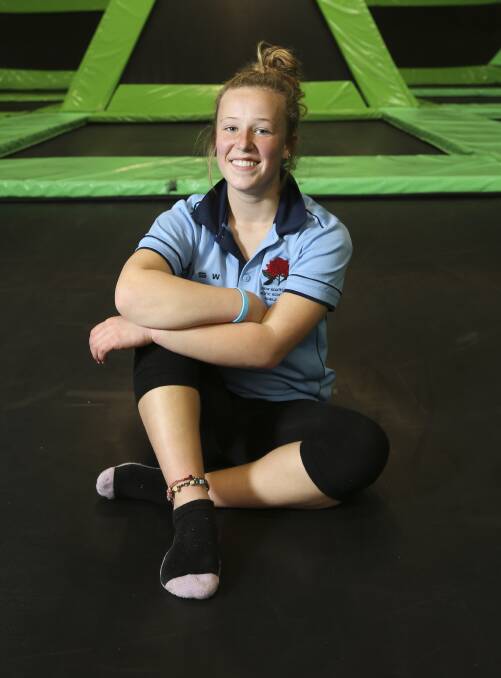 RESOURCEFUL: Emily Pettingill has used trampolining as an alternative to diving in the pool during the winter months. Her nearest available diving faciity is in Sydney. Picture: ELENOR TEDENBORG