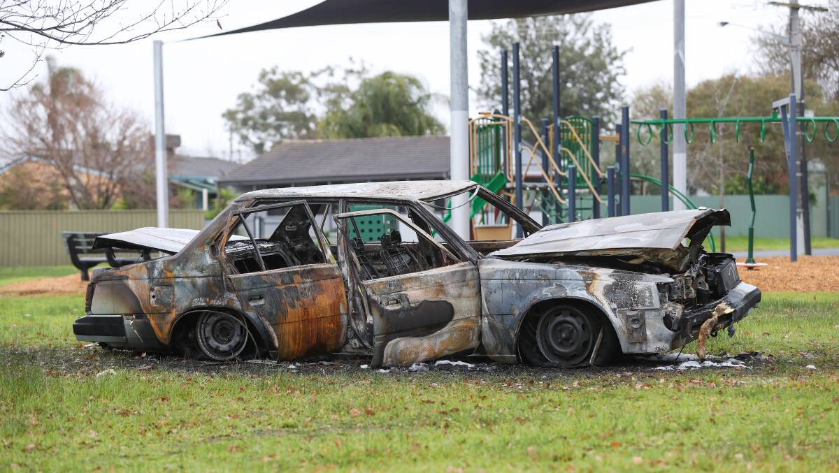 DISAPPOINTING: Two car fires were lit within close proximity of each other on Saturday night, both in community parks in Lavington. Picture: MARK JESSER
