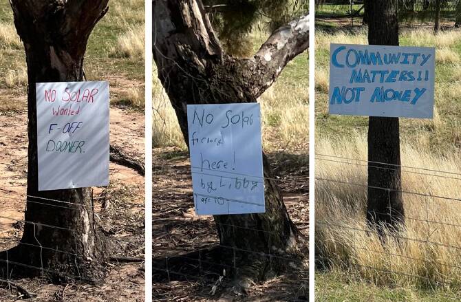 UNHAPPY: Critics of Mr Dooner's decision have made their thoughts known through handmade signs along the outskirts of his farm. Picture: Supplied
