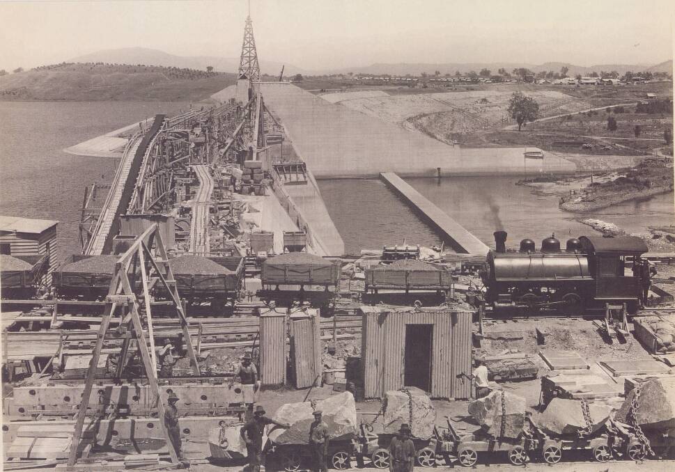 MOMENT IN TIME: A snapshot of the Hume Dam while it was under construction. Picture: Supplied